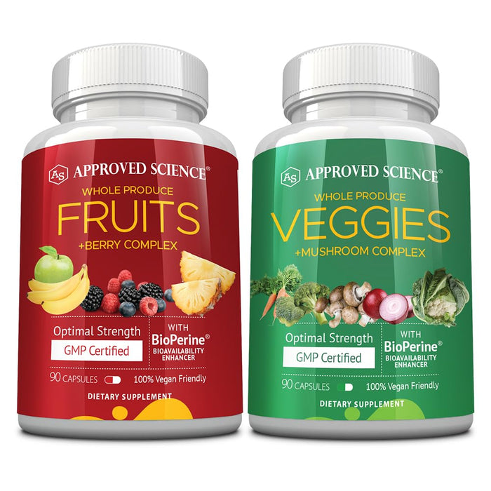 Approved Science Fruits & Veggies: 42-Item Whole Fruit & Veggie Capsule Supplement (90 Capsules)