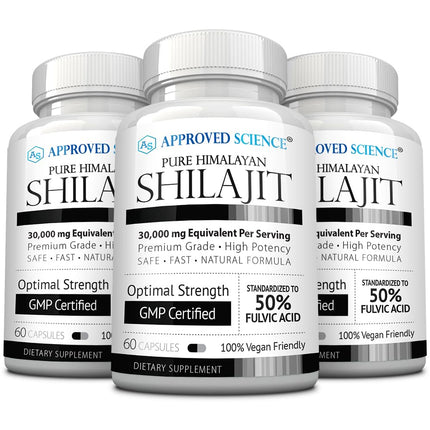 Approved Science Himalayan Shilajit - 50% Fulvic Acid, 30:1 Extract, 180 Vegan Capsules