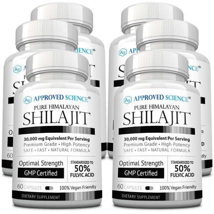 Approved Science Himalayan Shilajit: 50% Fulvic, 30:1 Extract, 360 Capsules