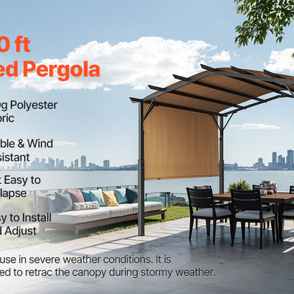 VEVOR Outdoor Pergola Arched Top Metal Pergola Retractable Pergola with Sun Shade Canopy Large Patio Shelter Pavilion for Deck