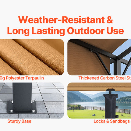 VEVOR Outdoor Pergola Arched Top Metal Pergola Retractable Pergola with Sun Shade Canopy Large Patio Shelter Pavilion for Deck