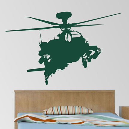Apache Helicopter Wall Sticker – Military Aircraft Wall Art for Boys Bedroom