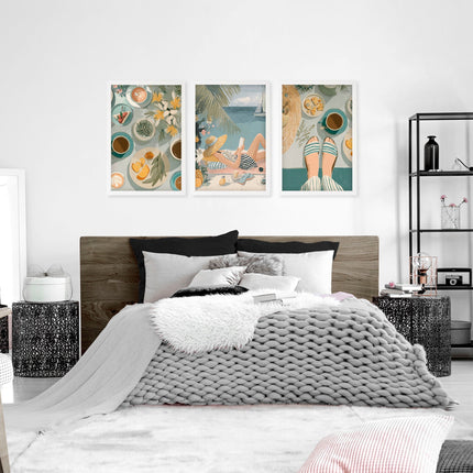Art Print With Frame | Set of 3 Italian Lifestyle Wall art Prints