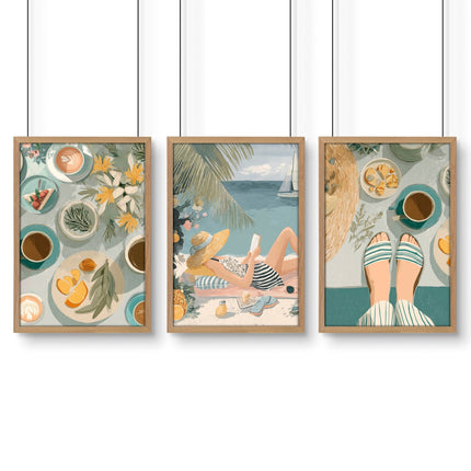 Art Print With Frame | Set of 3 Italian Lifestyle Wall art Prints