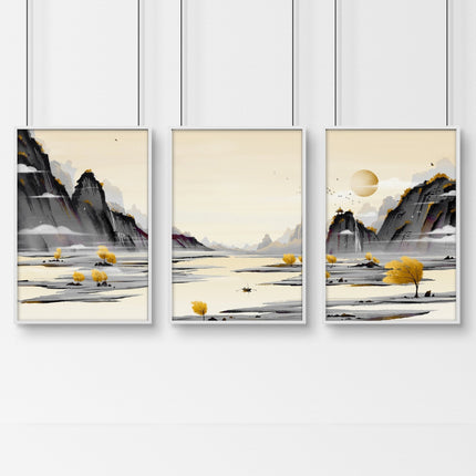 Art prints Japanese for bedroom | set of 3 wall art prints