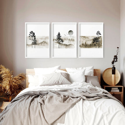 Art prints Scandinavian for bedroom | set of 3 wall art prints