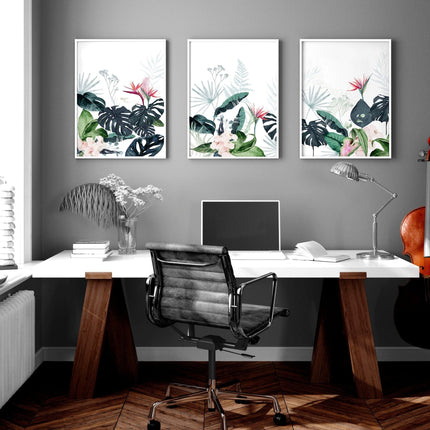 Artwork for offices | set of 3 Tropical wall art