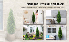 VEVOR Artificial Cedar Topiary Tree Evergreen Fake Pine Cypress Trees Plant Artificial Greenery Set for Home Decor IndoorOutdoor