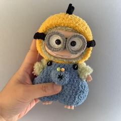 Labubu Adorable Plush Outfit - Blue Body with Yellow Fluffy Tail (17cm)