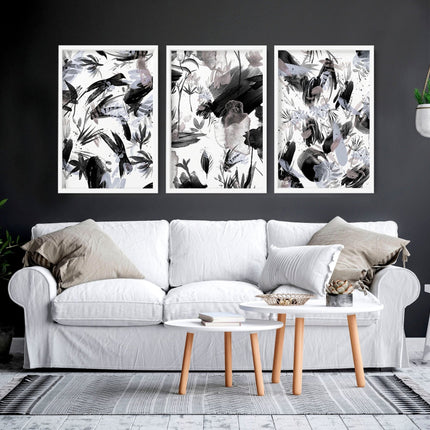 Black and white wall pictures | set of 3 wall art prints