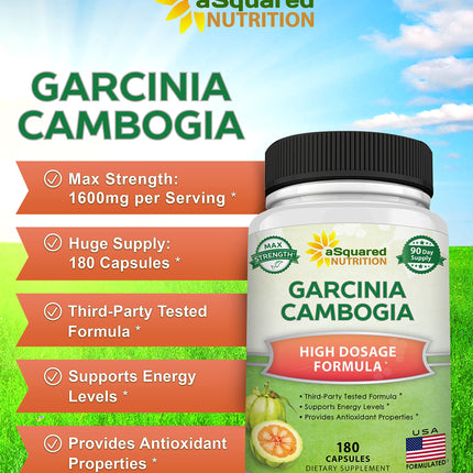 aSquared Garcinia Cambogia 1600mg – 180 Capsules | Ultra HCA