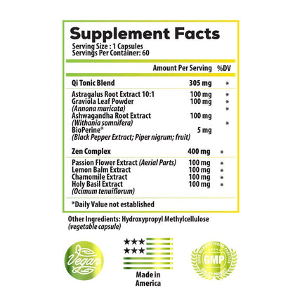 Cortisol Blocker & Mood Support – 60 Servings (Vegan) | Astragalus, Ashwagandha & Passion Flower
