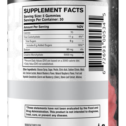 Jacked Factory Creatine Gummies – 5g Daily Dose (1g per Gummy) – Vegan, Third-Party Tested, 150 Gummies, Blue Raspberry