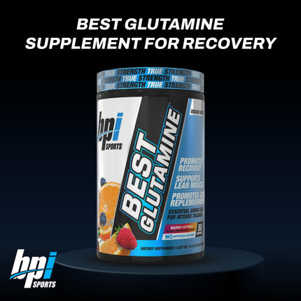 BPI Sports Best Glutamine Supplement - L-Glutamine Powder for Gut Health, Muscle Recovery & Immune Support | 50 Servings Berry Citrus