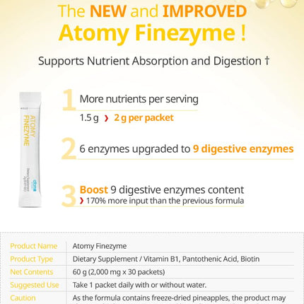 Atomy Finezyme Pineapple Fermentation Digestive Enzymes – 30 Packets