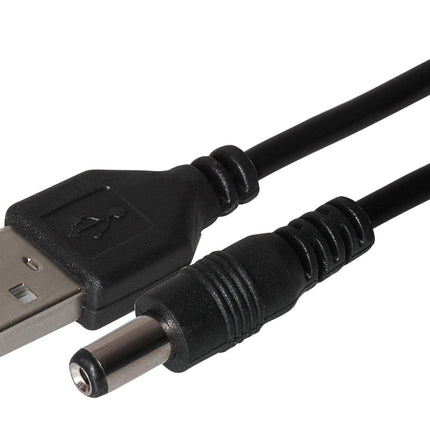 Maplin Power Supply Cable USB-A to 2.1 x 5.5 x 10mm Plug - Black, 1m