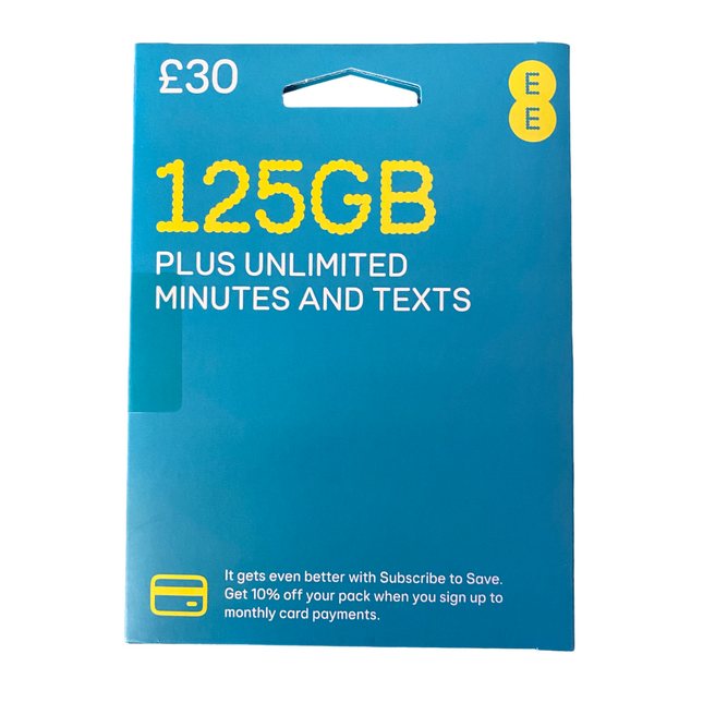 EE Pay As You Go Sim Card - £30 Subscription Pack