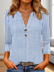 Casual Printed V-neck Top T-shirt Women's Clothing