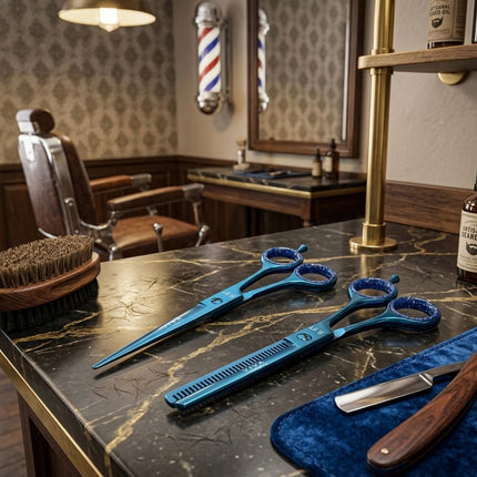 Haircut & Thinning Scissors Set - Blue