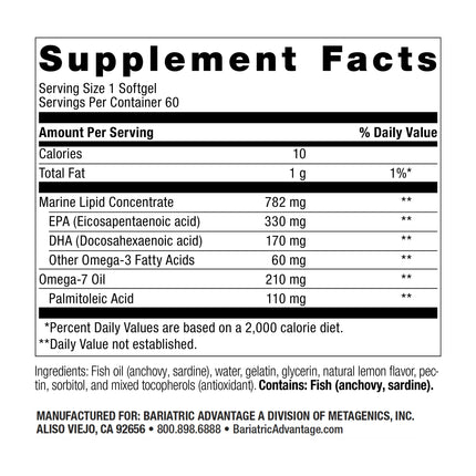 Bariatric Advantage OmegaVanta 10 – Enteric Omega-3 (EPA/DHA) 60 Count