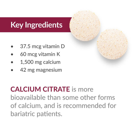 Bariatric Calcium Citrate 500mg Chewables with Vitamin D3 – 90 Count