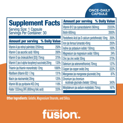 Bariatric Fusion One Per Day Multivitamin with Iron | Easy-to-Swallow Capsule