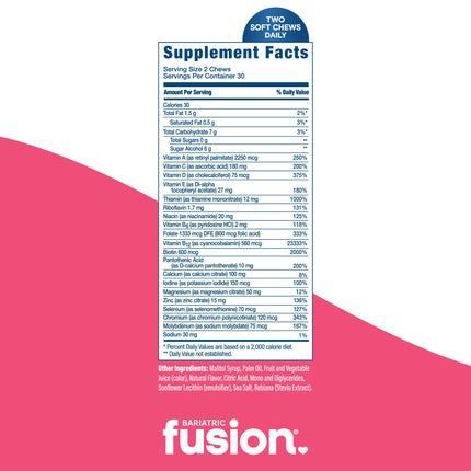 Bariatric Fusion Soft Chew Multivitamin – Cherry Pineapple (60 Count)