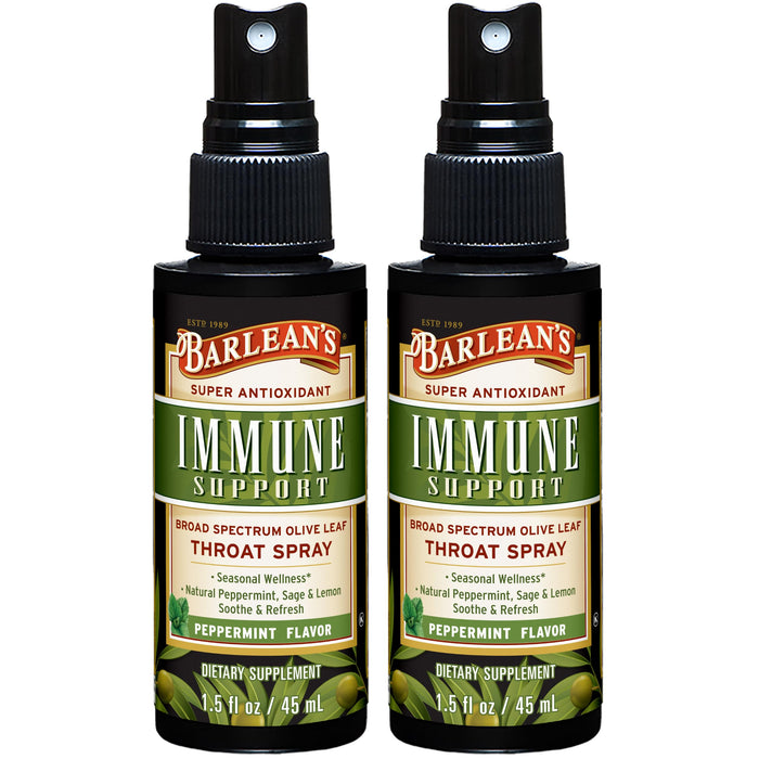 Barlean's Olive Leaf Complex Throat Spray (2 Pack) – Peppermint, Lemon & Sage, 1.5 oz