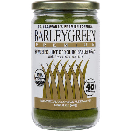 BARLEYGREEN Dr. Hagiwara's Original Premium with Kelp – Organic Barley Grass Juice Powder, 8.5 oz (240 g), 40 Servings