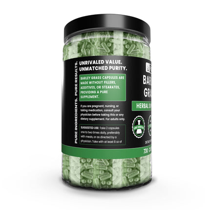 Pure Barley Grass Capsules (730 Count) - No Magnesium or Rice Fillers | Always Pure