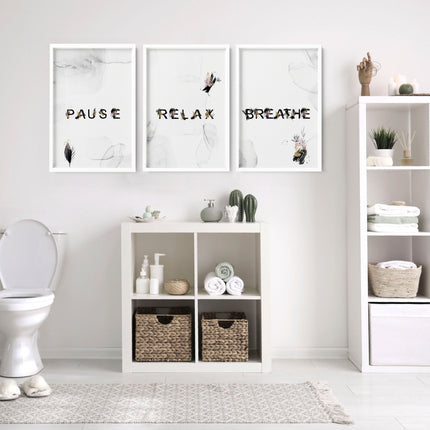 Wall art in bathroom | set of 3 Relaxing art prints