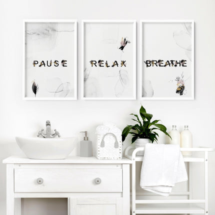 Wall art in bathroom | set of 3 Relaxing art prints