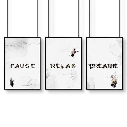 Wall art in bathroom | set of 3 Relaxing art prints