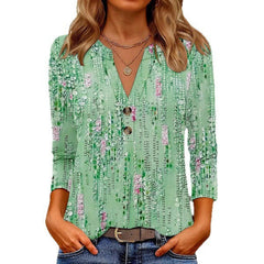 Casual Printed V-neck Top T-shirt Women's Clothing