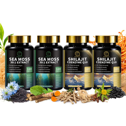 BBEEAAUU Sea Moss & Shilajit Bundle - Energy & Immunity, 480 Capsules