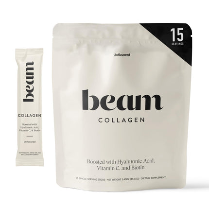 Beam Collagen Powder for Women – Grass-Fed, Hyaluronic Acid, Biotin | 15 Servings