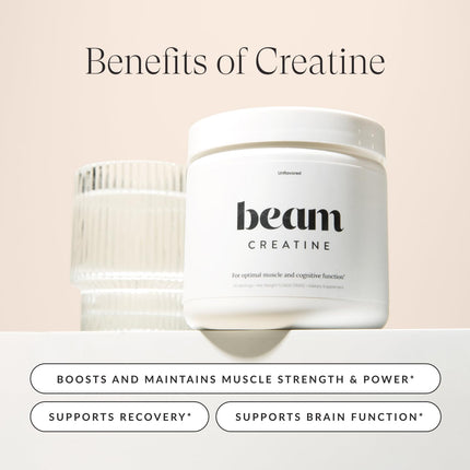 Beam Creatine Powder – Third Party Tested, Micronized Creatine Monohydrate, Unflavored, 60 Servings