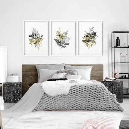 Artwork for Bedroom Walls | Grey Set of 3 Prints