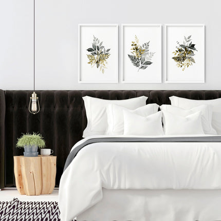 Artwork for Bedroom Walls | Grey Set of 3 Prints