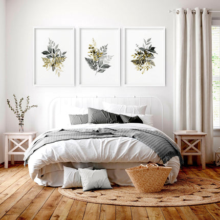 Artwork for Bedroom Walls | Grey Set of 3 Prints