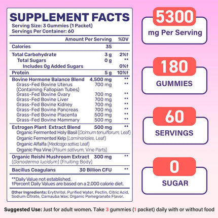 Beef Organ Supplement for Women – 180 Gummies, Grass-Fed 5300mg Liver & More