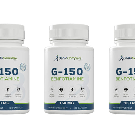 Benfocomplete Benfotiamine 150 mg – 120 Gelatin Capsules per Bottle | Pack of 3 Bottles