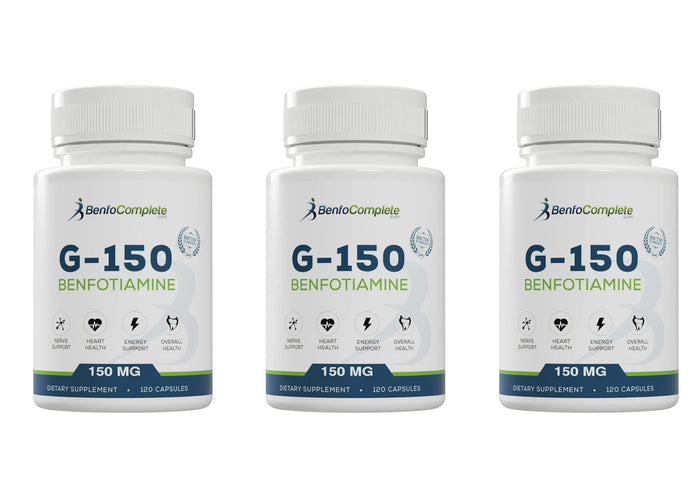 Benfocomplete Benfotiamine 150 mg – 120 Gelatin Capsules per Bottle | Pack of 3 Bottles