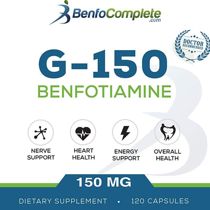 Benfocomplete Benfotiamine 150 mg – 120 Gelatin Capsules per Bottle | Pack of 3 Bottles