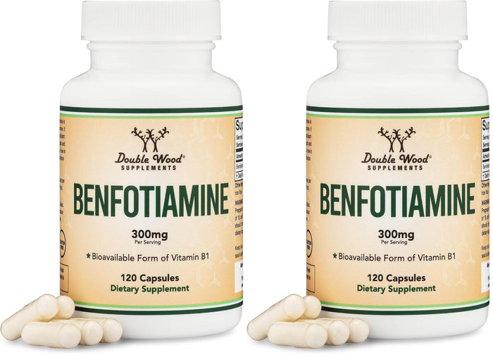Double Wood Benfotiamine 300mg Servings – 2-Pack, 120 Capsules per Bottle, Third-Party Tested, Non-GMO