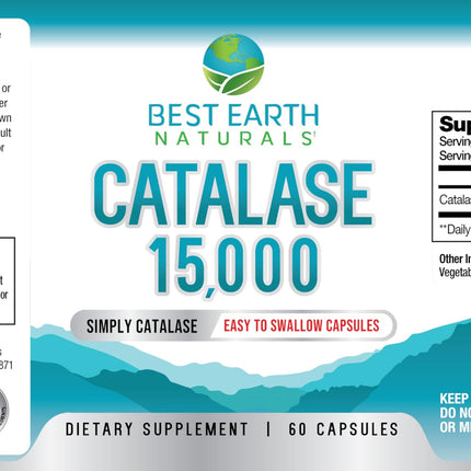 Best Earth Naturals Catalase 15,000 Units - Hair Vitality - 60-Day Supply