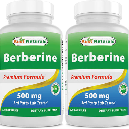 Best Naturals Berberine 500mg 120 Capsules – Immune, Cardiovascular & GI Support (Pack of 2)