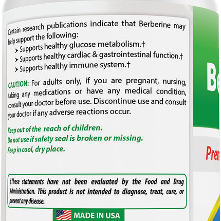 Best Naturals Berberine Plus 1000 mg/Serving - 120 Capsules (120 Count Pack of 3)