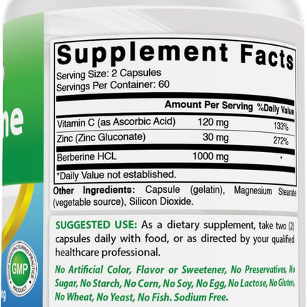Best Naturals Berberine Plus 1000 mg/Serving – 120 Capsules (Pack of 2)