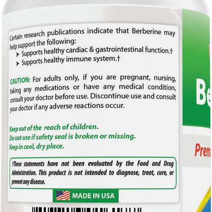 Best Naturals Berberine 500mg 120 Capsules – Immune, Cardiovascular & GI Support (Pack of 2)